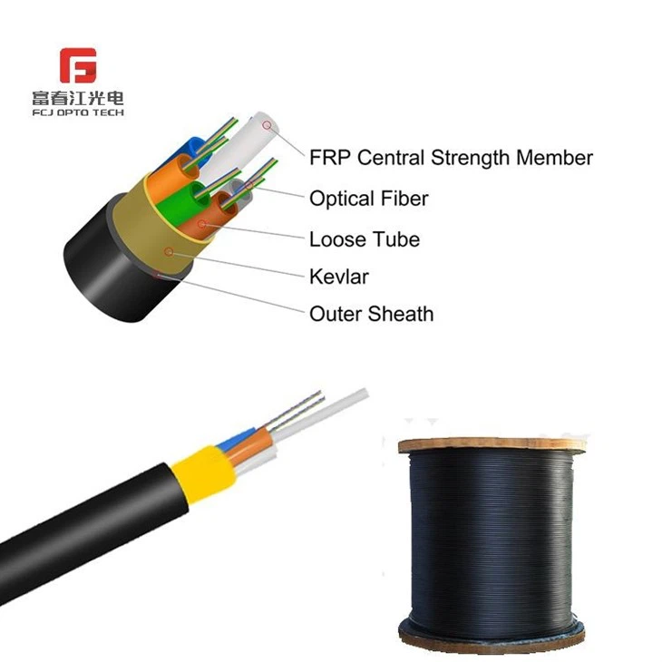 FCJ Hot Selling Price Telecom Cable Non-Metallic ADSS 24 Core Fiber Optic Cable